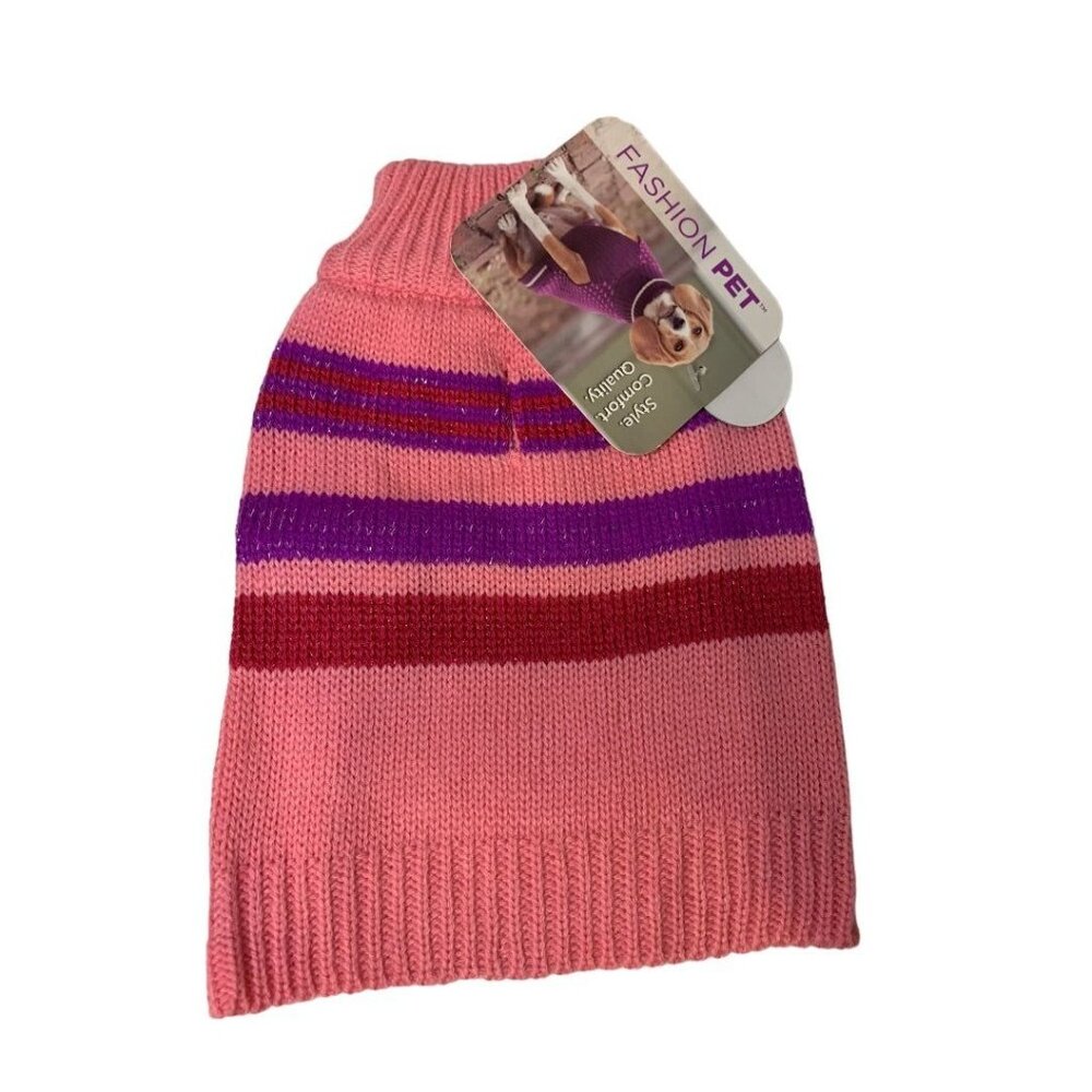 Small Fashion Pet Striped Pink Sweater Dog‎ 10"-14" New